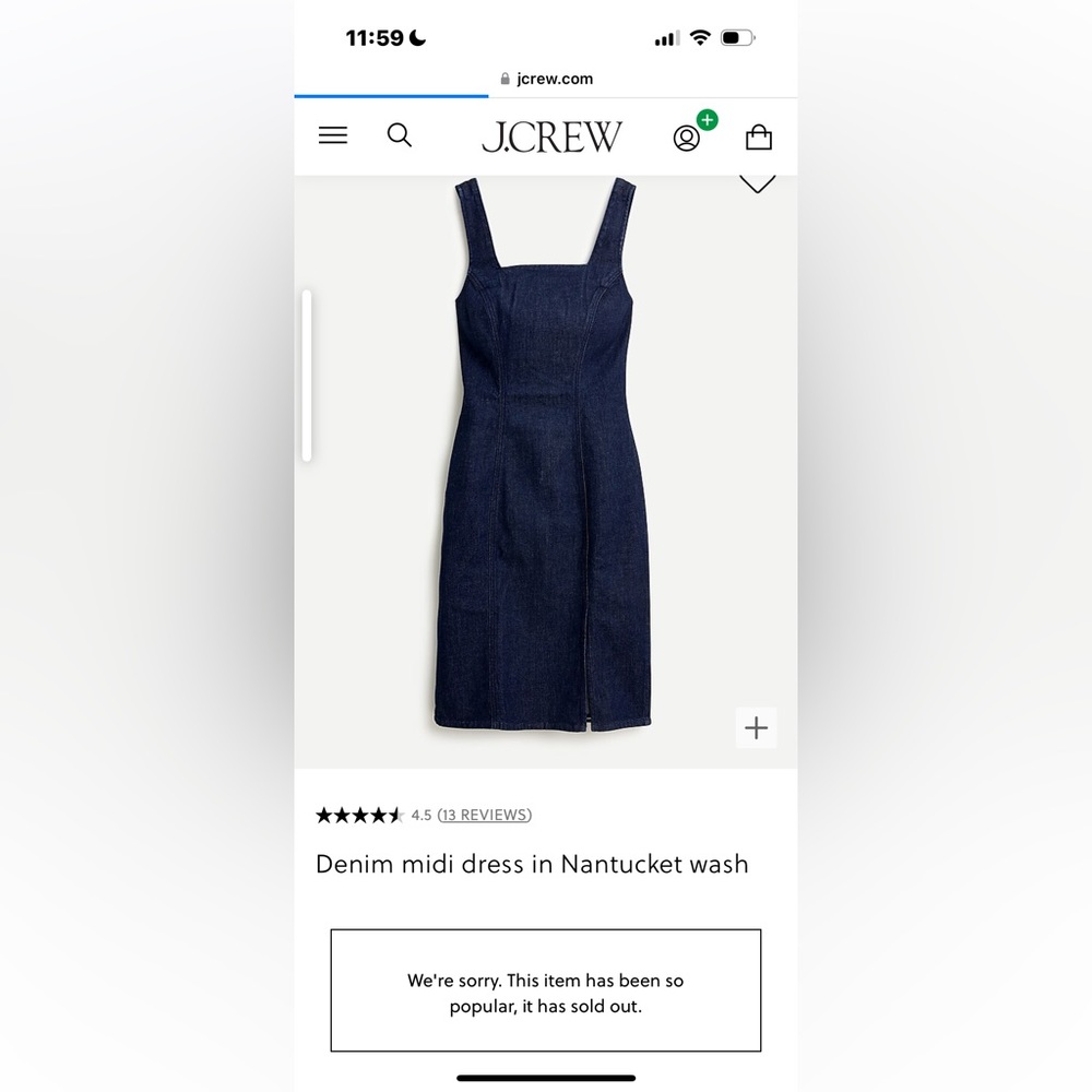 J.Crew Denim midi dress in Nantucket wash